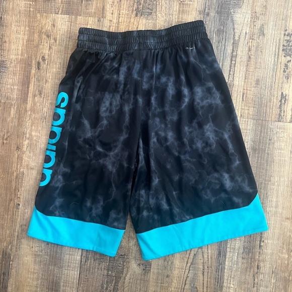 Adidas Blue and Black Athletic Shorts with Elastic Waistband - Picture 2 of 2